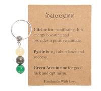 Joalpysm Llavero de cristal, regalo de éxito, dije de la suerte, regalos de cristal con tarjeta, regalos positivos, llavero de cristal, regalos inspiradores para mujeres y hombres, pirita citrina,