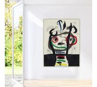 Joan Miró "Le Grand Socier, 1968" - Lienzo impreso, pintura al óleo, póster, imagen para pared, decoración del hogar y la sala de estar (40 x 60 cm/marco interior)