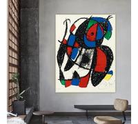 Joan Miró《Litógrafo II》Litografía abstracta en lienzo, póster, cuadro, decoración para pared, sala de estar (30x40 cm/sin marco)