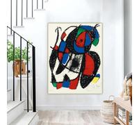 Joan Miró《Litógrafo II》Póster artístico abstracto impreso en lienzo para decoración de pared en sala de estar moderna (50x70cm/Sin marco)