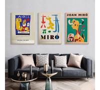 Joan Miró, pintura abstracta, lámina artística, pintor surrealista español, exposición de obras, póster en lienzo, arte para pared de galería (70x100cm/3 piezas sin marco)