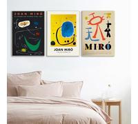Joan Miró, pintura abstracta, lámina artística, pintor surrealista español, exposición de obras, póster en lienzo, arte para pared de galería (60x80cm/3 piezas sin marco)