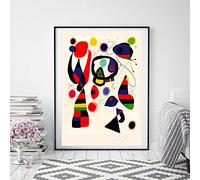 Joan Miro Póster Surrealismo Moderno Pintura en Lienzo Exposición Abstracta Impresiones de Arte Imagen de Arte de Pared para Sala de Estar Decoración para el hogar 60x80cm Sin Marco