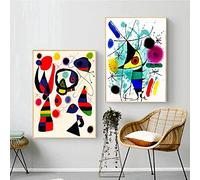 Joan Miro Póster Surrealismo Moderno Pintura en Lienzo Exposición Abstracta Impresiones de Arte Imagen de Arte de Pared para Sala de Estar Decoración para el hogar 70x100cmx2Pcs Sin Marco