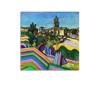 Joan Miró View of Mont-roig (The Village) - Póster de paisaje fauvista, lienzo impreso, arte de pared, vibrante decoración modernista de pueblo español para sala de estar, oficina, dormitorio y
