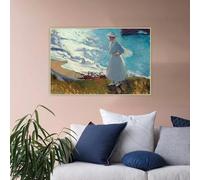 Joaquín Sorolla《María en la playa de Biarritz》Lienzo, pintura al óleo, póster, cuadro decorativo para pared, decoración del hogar (80x120cm/Sin marco)