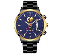 JOATVEE Moda de los hombres de acero inoxidable relojes Fecha impermeable cronógrafo luminoso relojes de pulsera, Stainsteel Steel Band reloj de cuarzo, F, Pulsera
