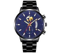 JOATVEE Moda de los hombres de acero inoxidable relojes Fecha impermeable cronógrafo luminoso relojes de pulsera, Stainsteel Steel Band reloj de cuarzo, D, Pulsera