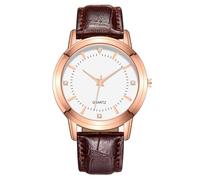 JOATVEE Pareja reloj Ser y su Relojes Clásico Cuero Analógico Cuarzo Ajuste Romántico Hombres Mujeres Relojes de Pulsera Simple Diamante Fech, marrón-hombres, Correa