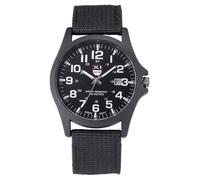 JOATVEE Reloj analógico de cuarzo para hombre, esfera digital, calendario deportivo, reloj de pulsera de lona para hombre, reloj clásico negro, Negro , Correa