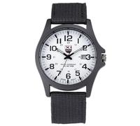 JOATVEE Reloj analógico de cuarzo para hombre, esfera digital, calendario deportivo, reloj de pulsera de lona para hombre, reloj clásico negro, Blanco, Correa