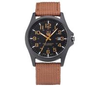 JOATVEE Reloj analógico de cuarzo para hombre, esfera digital, calendario deportivo, reloj de pulsera de lona para hombre, reloj clásico negro, marrón, Correa