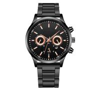 JOATVEE Reloj cronógrafo impermeable para hombre, correa de acero inoxidable, analógico, de cuarzo, con fecha, Negro , Pulsera