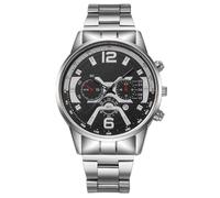 JOATVEE Reloj de los hombres Reloj de cuarzo analógico resistente al agua, cronógrafo deportivo luminoso de acero inoxidable, plateado, Pulsera