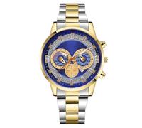 JOATVEE Reloj de moda para hombre código cronógrafo escala luminosa con fecha reloj analógico de cuarzo reloj deportivo de acero inoxidable, F
