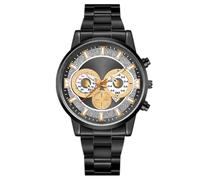 JOATVEE Reloj de moda para hombre código cronógrafo escala luminosa con fecha reloj analógico de cuarzo reloj deportivo de acero inoxidable, A.
