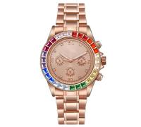 JOATVEE Reloj de pulsera analógico para hombre, diseño de arcoíris, multicolor, deportivo, cronógrafo, clásico, oro rosa, acero inoxidable, cuarzo, analógico, Oro Rosa, Pulsera