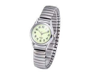 JOATVEE Reloj de pulsera de mujer para hombre, esfera luminosa, números árabes, reloj analógico de cuarzo, correa elástica de metal retro vintage, regalo bueno, Mujeres - Plata, Pulsera