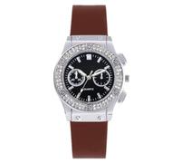 JOATVEE Reloj de pulsera unisex de cuarzo para mujer, de plata, de silicona, cronógrafo, analógico, para mujeres y hombres, Braun 2, Correa