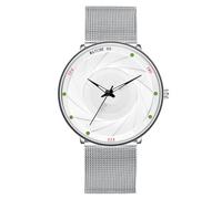 JOATVEE Reloj luminoso ultrafino para hombre minimalista impermeable de cuarzo analógico correa de acero inoxidable reloj de negocios, plateado, Pulsera