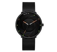 JOATVEE Reloj luminoso ultrafino para hombre minimalista impermeable de cuarzo analógico correa de acero inoxidable reloj de negocios, naranja., Pulsera