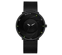 JOATVEE Reloj luminoso ultrafino para hombre minimalista impermeable de cuarzo analógico correa de acero inoxidable reloj de negocios, Negro , Pulsera