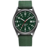 JOATVEE Reloj militar para hombre, reloj de cuarzo analógico impermeable luminoso con campo de fecha, banda de nailon, reloj deportivo táctico del ejército, Verde, Correa