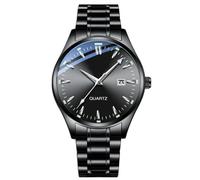 JOATVEE Reloj para hombre Esfera grande Luminoso Fecha Pantalla Estilo de negocios Correa de acero inoxidable Cuarzo Reloj de hombre de moda resistente al agua, C