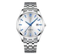 JOATVEE Reloj para hombre Esfera grande Luminoso Fecha Pantalla Estilo de negocios Correa de acero inoxidable Cuarzo Reloj de hombre de moda resistente al agua, A.
