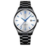 JOATVEE Reloj para hombre Esfera grande Luminoso Fecha Pantalla Estilo de negocios Correa de acero inoxidable Cuarzo Reloj de hombre de moda resistente al agua, D