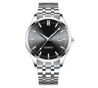 JOATVEE Reloj para hombre Esfera grande Luminoso Fecha Pantalla Estilo de negocios Correa de acero inoxidable Cuarzo Reloj de hombre de moda resistente al agua, B, Pulsera