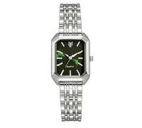 JOATVEE Relojes de mujer cuadrados Elegante reloj de pulsera analógico de cuarzo Reloj de mujer de negocios casual con esfera rectangular de concha y correa de aleación, Silver-green, Pulsera