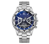 JOATVEE Relojes para hombre Cronógrafo Reloj impermeable de acero inoxidable Reloj analógico de cuarzo con cristal luz azul Reloj de hombre casual de negocios, Silver 2, Pulsera
