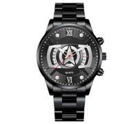 JOATVEE Relojes para Hombre, Reloj de cuarzo con traje de negocios clásico de correa de acero inoxidable analógico impermeable con esfera grande brillante Reloj de hombre con calendario, D