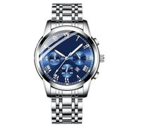 JOATVEE Relojes para hombre Relojes analógicos de cuarzo de lujo Pantalla de fecha y esfera grande Impermeable Luminoso Reloj de negocios de moda clásico de acero inoxidable bicolor, Azul 2, Pulsera