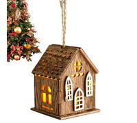 Joberio Cabaña de pueblo de Navidad iluminada, bonita cabaña con decoración de árbol de luz LED, decoración de árbol de casas de pueblo iluminadas, detalles de decoración del hogar de Navidad para