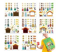 Joberio Calcomanías de Navidad para el nacimiento de Jesús, pegatinas religiosas, manualidades de Navidad, kit de adornos de Navidad para el hogar, clase y juego