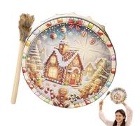 Joberio Tambores chamánicos navideños,Tambor chamánico de música espiritual, Tambor chamánico hecho a mano del hombre de jengibre, Tambor de música espiritual de apariencia retro para amantes de la