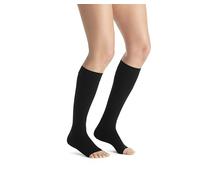 JOBST Medias de compresión opacas de 20 a 30 mmHg, punta abierta, grande, negro clásico