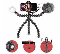 JOBY GorillaPod Mobile Vlogging Kit (Carcasa Smartphone, Wavo Mobile Mic, Luz LED Beamo Mini) Trípode Flexible, Carcasa para Teléfono, Micrófono, Luz, Vlogger/Youtuber/Móvil/Creación de Contenidos