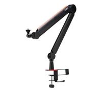 JOBY Wavo Boom Arm, Brazo de Jirafa para Micrófono Profesional, Streamings y Podcasts, Silencioso, Soporte para Vaso y Auriculares, Abrazadera de Mesa, Canaleta Oculta para Manejo de Cables, Negro