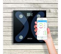 JOCCA - Báscula de baño con Bluetooth de vidrio templado (28 x 24 x 0,7 pulgadas), color negro