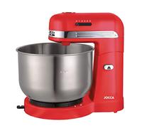 Jocca - Batidora Amasadora 350W con Bowl Acero Inoxidable 3,5L, 5 Velocidades, Sistema Autorrotacion por Friccion, Varillas para Batir y Amasar, Rojo