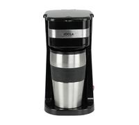 Jocca - Cafetera de goteo individual con taza de viaje 420 ml | Incluye filtro reutilizable | Apagado automático | Termo acero inoxidable negro