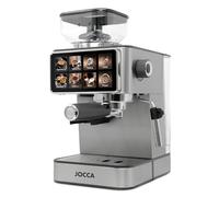 Jocca - Cafetera Espresso Semiautomática 20 Bar con Molinillo, Pantalla Táctil, 22 Niveles de Molienda, Vaporizador, Depósito 1,3L, 1450W, Acabado en cromado Acero Inoxidable