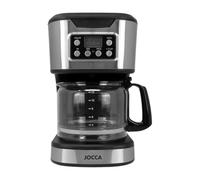 JOCCA - Cafetera Goteo Automática 1500 ml, 12 Tazas, Filtro Lavable Varios Usos, Temporizador, Pausar y Servir, Mantener Caliente, Jarra Cristal, 900W, Calentador Extra