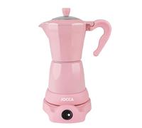 Jocca - Cafetera italiana eléctrica rosa | 6 tazas | Base giratoria 360º | Sistema mantiene caliente | Asa toque frío | 480W sin cables