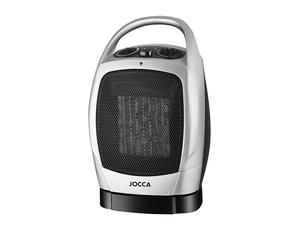 JOCCA Calefactor Cerámico 1500W,Calentador Eléctrico Compacto con Placas de Cerámica, 2 Potencias, Termostato Regulable, Oscilación 60°, Bajo Consumo, Silencioso, Diseño Compacto