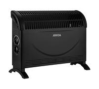 Jocca Convector/Radiador Eléctrico/Calefactor | Termostato regulable, 2000W Potencia, 3 intensidades, Calor uniforme, Opción de ventilador, Piloto luminoso de funcionamiento (Negro)