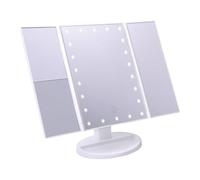 Jocca - Espejo Maquillaje Plegable con luz LED | 1X/2X/3X Aumento | Iluminación Regulable | Giratorio 180º | USB o Pilas | Espejo de tocador con ampliación